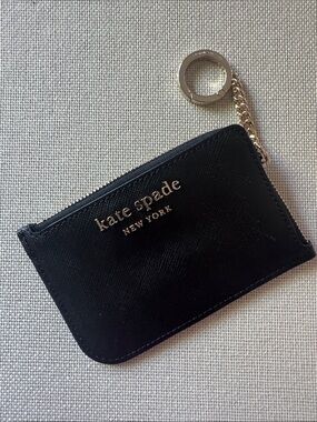 Kate Spade keychain Cameron leather Lzip wallet black